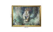 ภาพสีน้ำมัน-กรอบไม้พลาสติกสีทอง ภาพวาดเสือโคร่งขนาดใหญ่ 170x190 cm